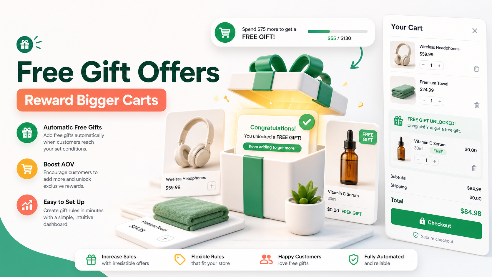 Free gift offers screen